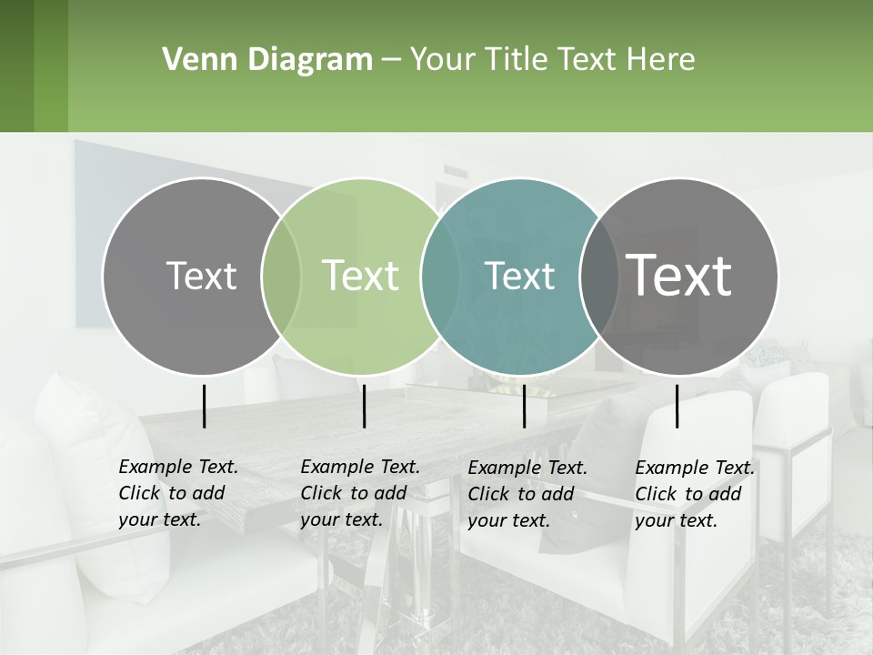 A Dining Room Table With Chairs And A Vase Of Flowers PowerPoint Template