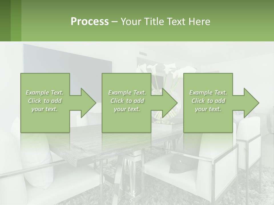 A Dining Room Table With Chairs And A Vase Of Flowers PowerPoint Template