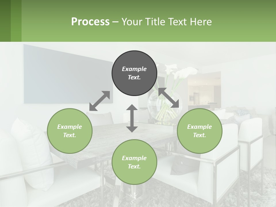 A Dining Room Table With Chairs And A Vase Of Flowers PowerPoint Template