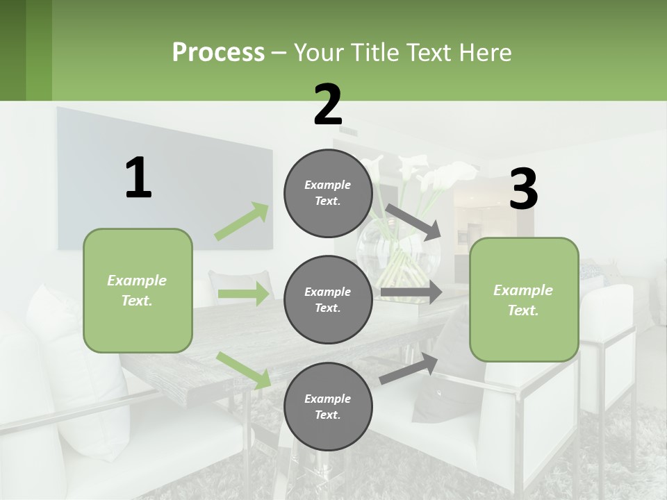 A Dining Room Table With Chairs And A Vase Of Flowers PowerPoint Template