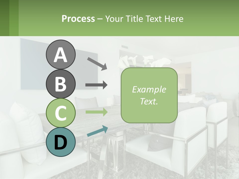 A Dining Room Table With Chairs And A Vase Of Flowers PowerPoint Template