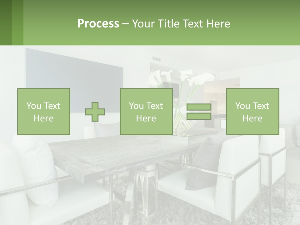 A Dining Room Table With Chairs And A Vase Of Flowers PowerPoint Template