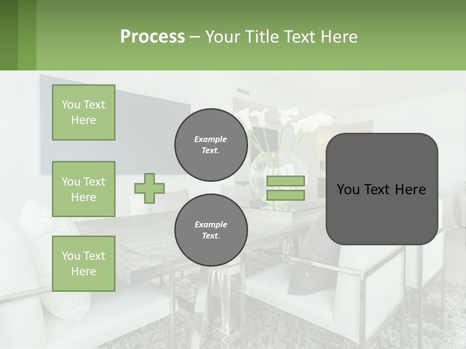 A Dining Room Table With Chairs And A Vase Of Flowers PowerPoint Template