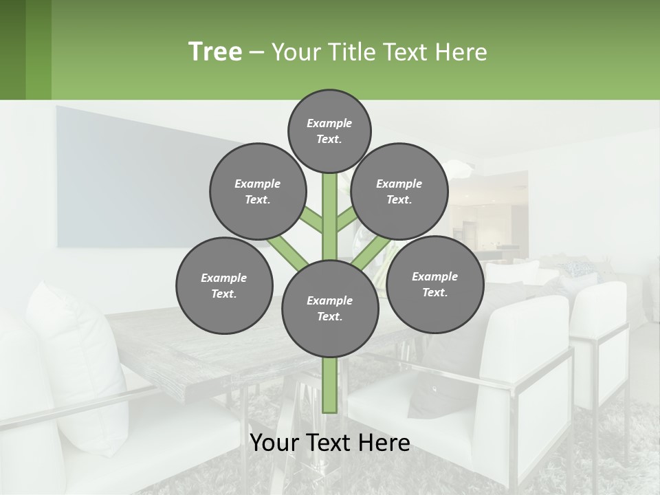 A Dining Room Table With Chairs And A Vase Of Flowers PowerPoint Template