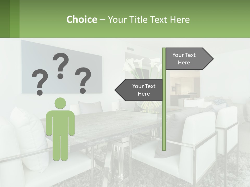 A Dining Room Table With Chairs And A Vase Of Flowers PowerPoint Template