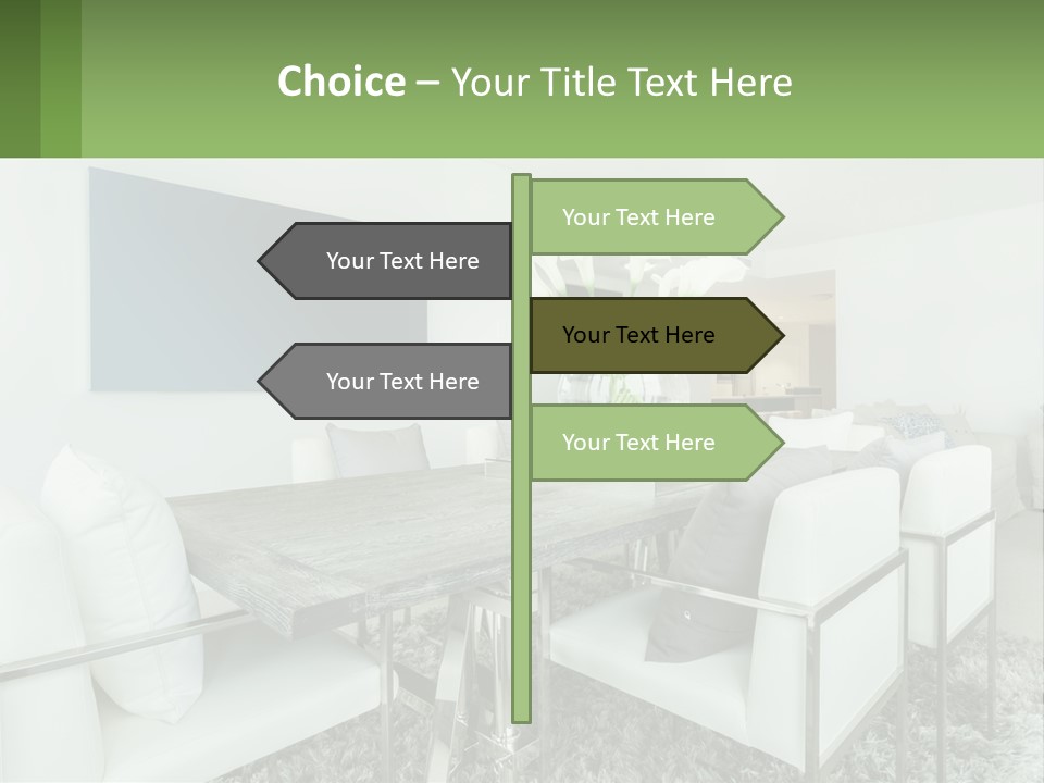 A Dining Room Table With Chairs And A Vase Of Flowers PowerPoint Template