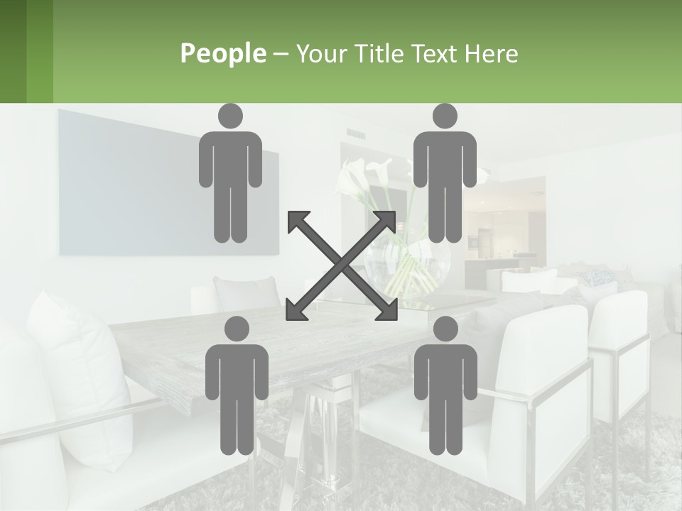 A Dining Room Table With Chairs And A Vase Of Flowers PowerPoint Template
