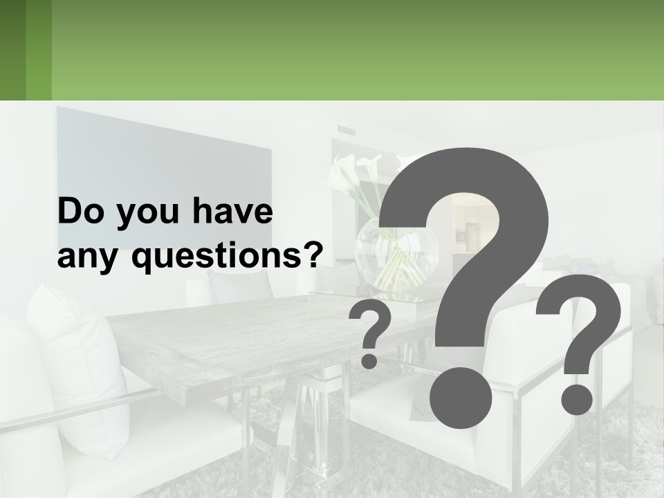 A Dining Room Table With Chairs And A Vase Of Flowers PowerPoint Template