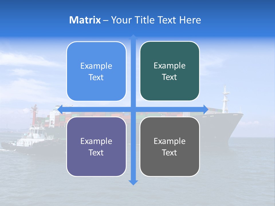 A Large Cargo Ship In The Ocean With A Tug Boat In Front Of It PowerPoint Template