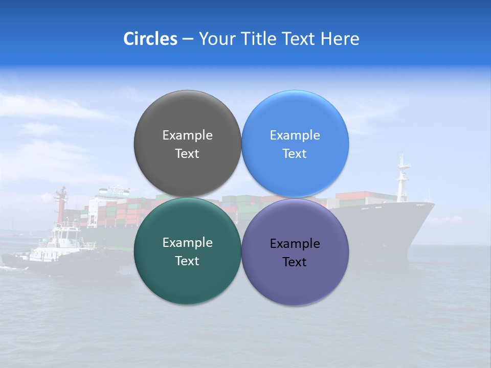A Large Cargo Ship In The Ocean With A Tug Boat In Front Of It PowerPoint Template