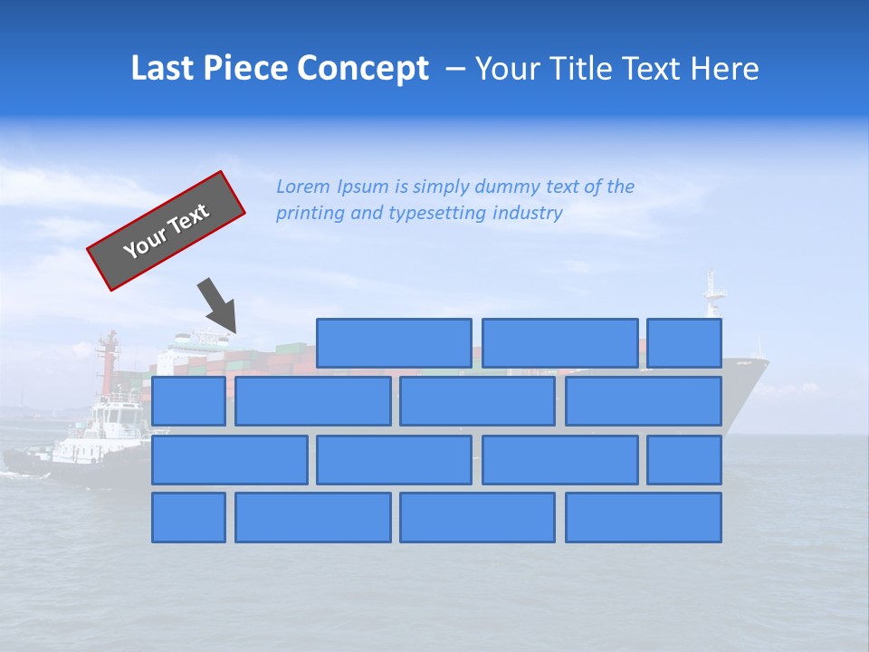 A Large Cargo Ship In The Ocean With A Tug Boat In Front Of It PowerPoint Template