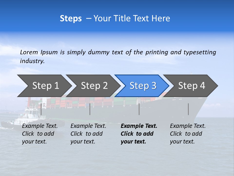 A Large Cargo Ship In The Ocean With A Tug Boat In Front Of It PowerPoint Template
