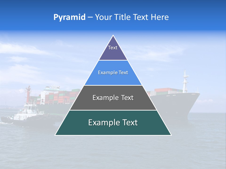 A Large Cargo Ship In The Ocean With A Tug Boat In Front Of It PowerPoint Template