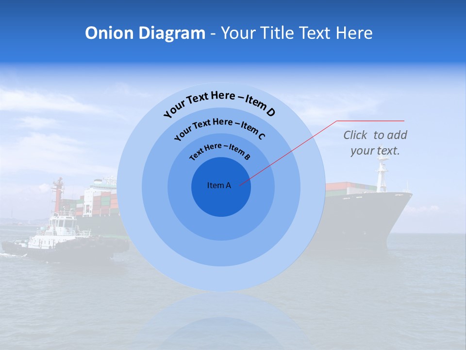 A Large Cargo Ship In The Ocean With A Tug Boat In Front Of It PowerPoint Template