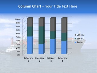 A Large Cargo Ship In The Ocean With A Tug Boat In Front Of It PowerPoint Template