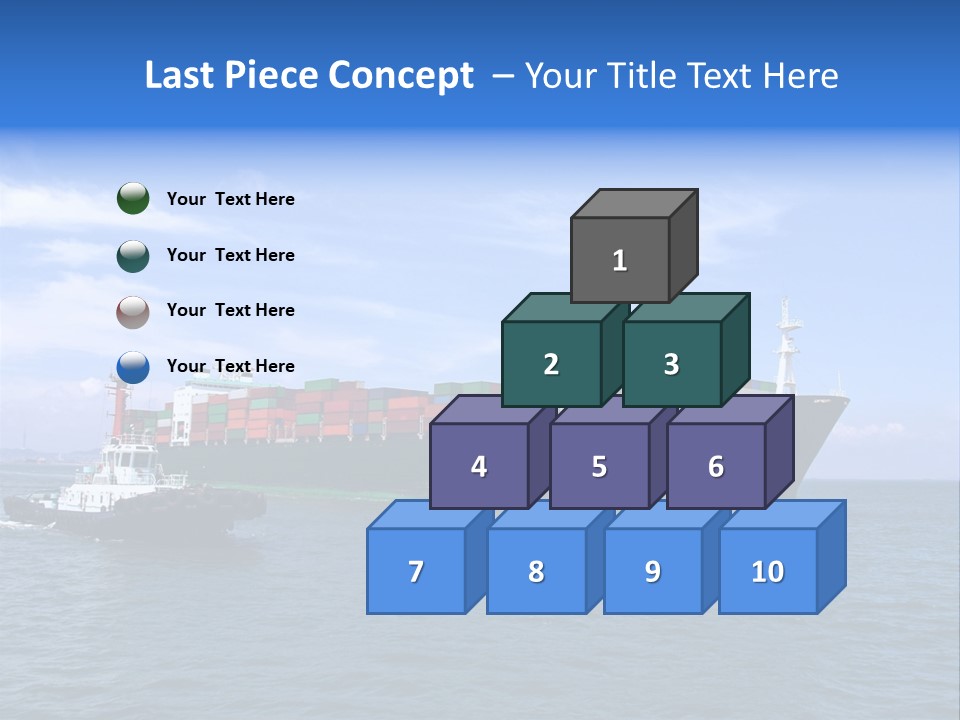 A Large Cargo Ship In The Ocean With A Tug Boat In Front Of It PowerPoint Template