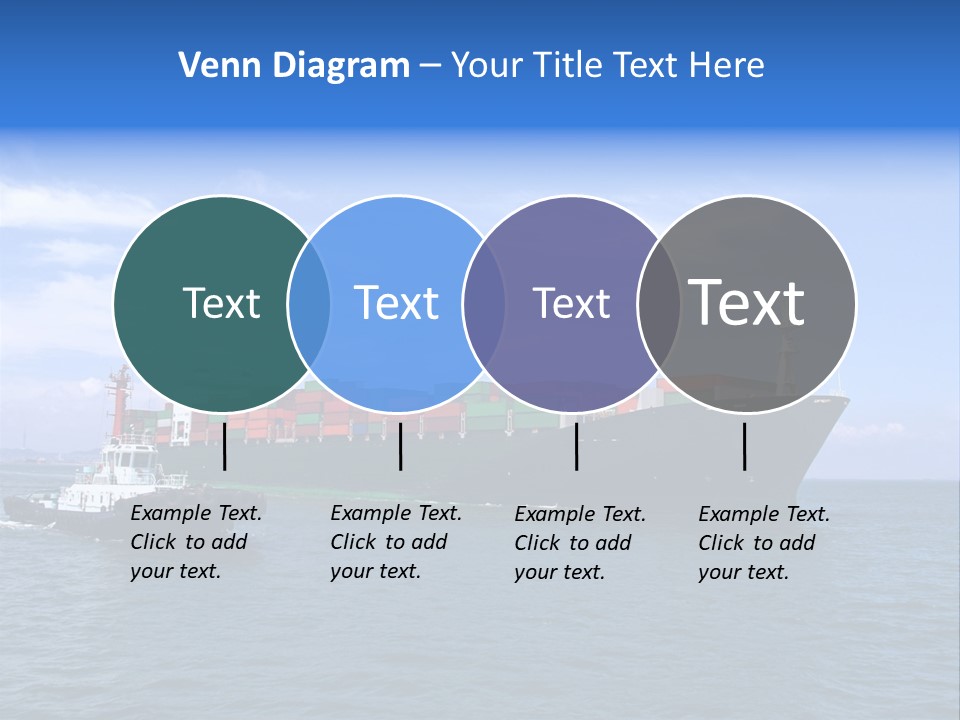 A Large Cargo Ship In The Ocean With A Tug Boat In Front Of It PowerPoint Template
