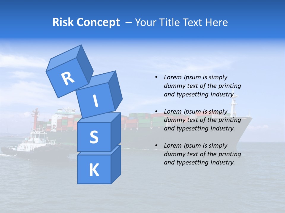 A Large Cargo Ship In The Ocean With A Tug Boat In Front Of It PowerPoint Template
