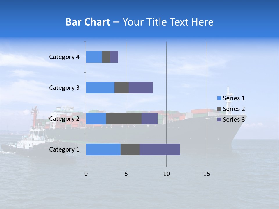 A Large Cargo Ship In The Ocean With A Tug Boat In Front Of It PowerPoint Template