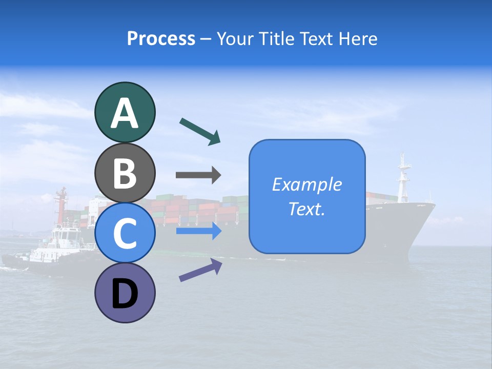 A Large Cargo Ship In The Ocean With A Tug Boat In Front Of It PowerPoint Template