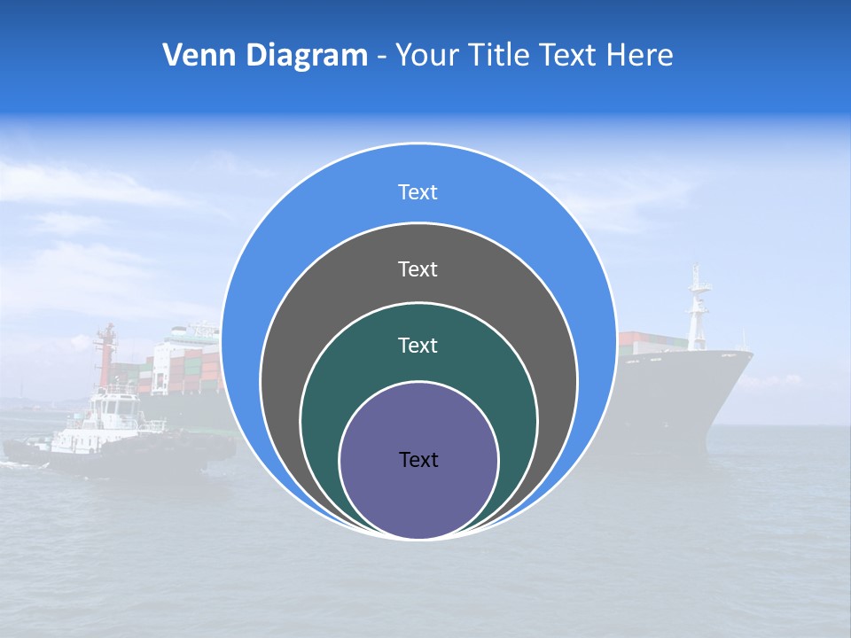 A Large Cargo Ship In The Ocean With A Tug Boat In Front Of It PowerPoint Template