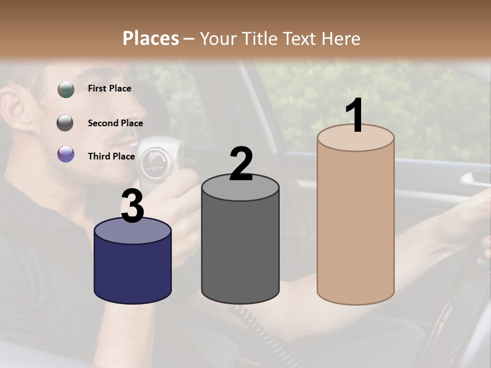 A Man Sitting In A Car Holding A Camera PowerPoint Template