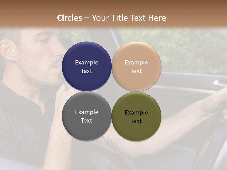 A Man Sitting In A Car Holding A Camera PowerPoint Template