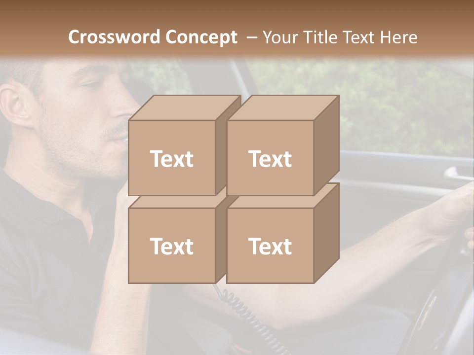 A Man Sitting In A Car Holding A Camera PowerPoint Template