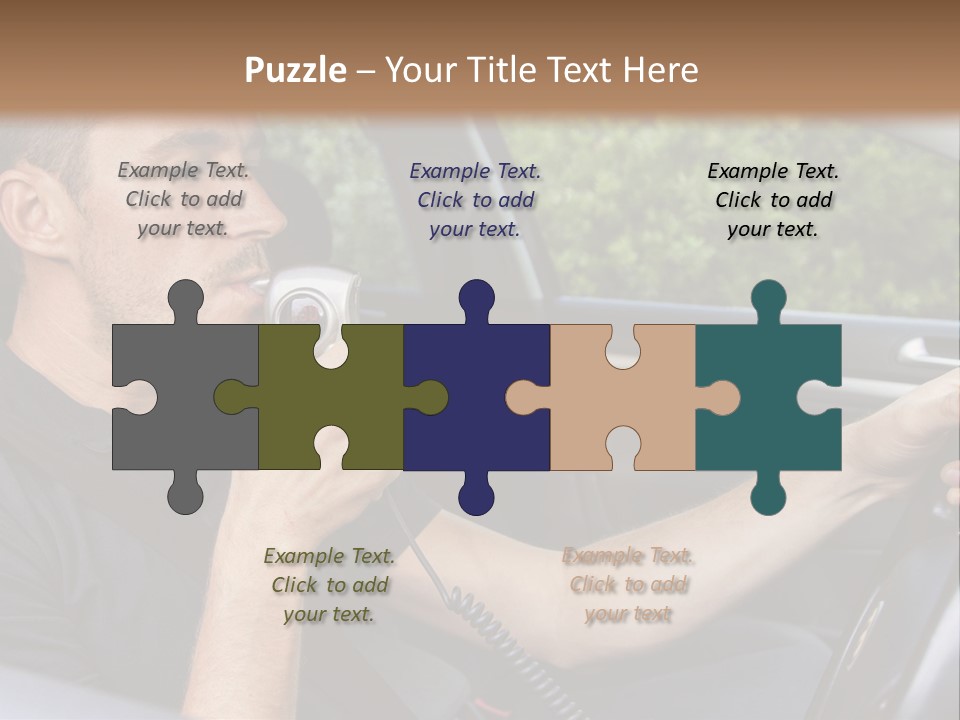 A Man Sitting In A Car Holding A Camera PowerPoint Template