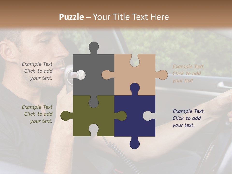 A Man Sitting In A Car Holding A Camera PowerPoint Template