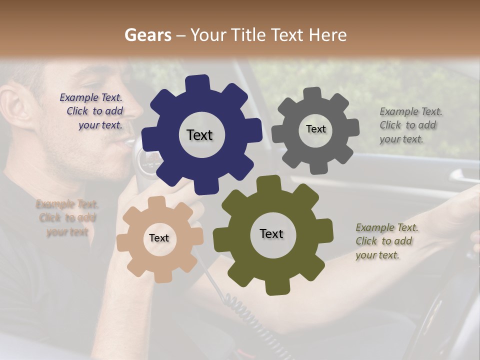 A Man Sitting In A Car Holding A Camera PowerPoint Template