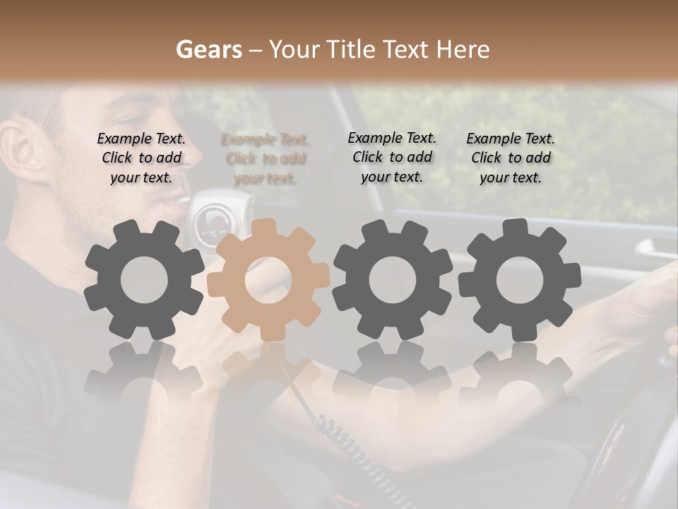 A Man Sitting In A Car Holding A Camera PowerPoint Template