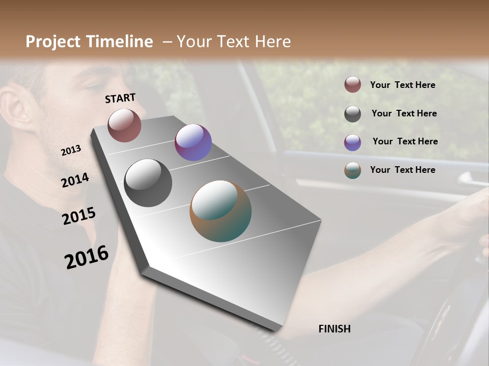 A Man Sitting In A Car Holding A Camera PowerPoint Template