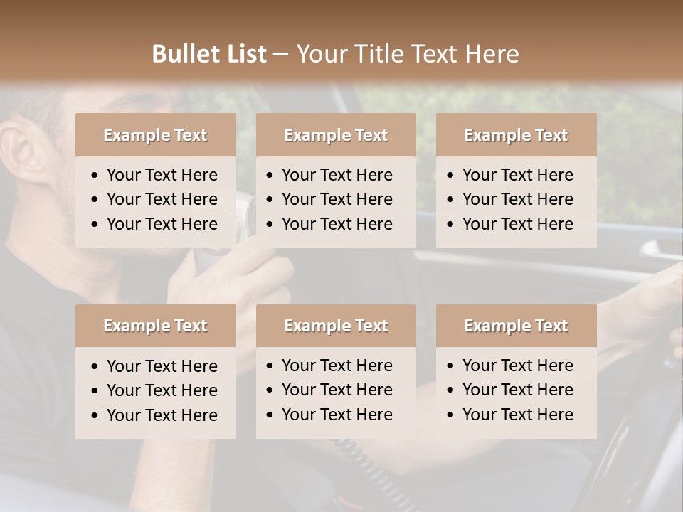 A Man Sitting In A Car Holding A Camera PowerPoint Template