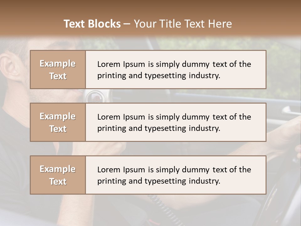 A Man Sitting In A Car Holding A Camera PowerPoint Template