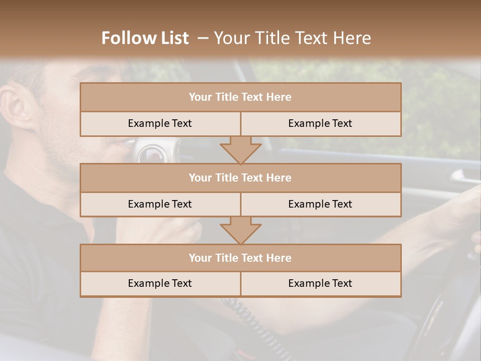 A Man Sitting In A Car Holding A Camera PowerPoint Template