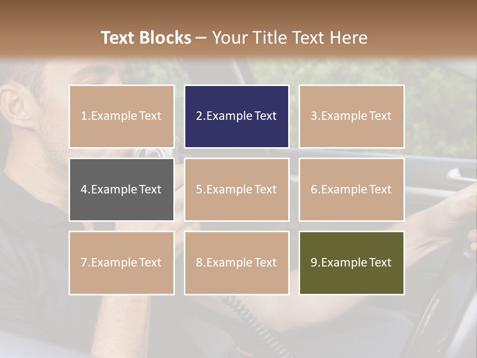 A Man Sitting In A Car Holding A Camera PowerPoint Template