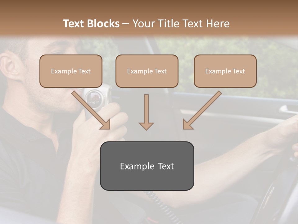A Man Sitting In A Car Holding A Camera PowerPoint Template
