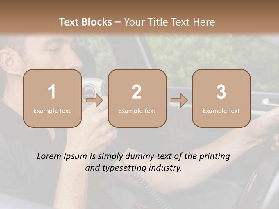 A Man Sitting In A Car Holding A Camera PowerPoint Template