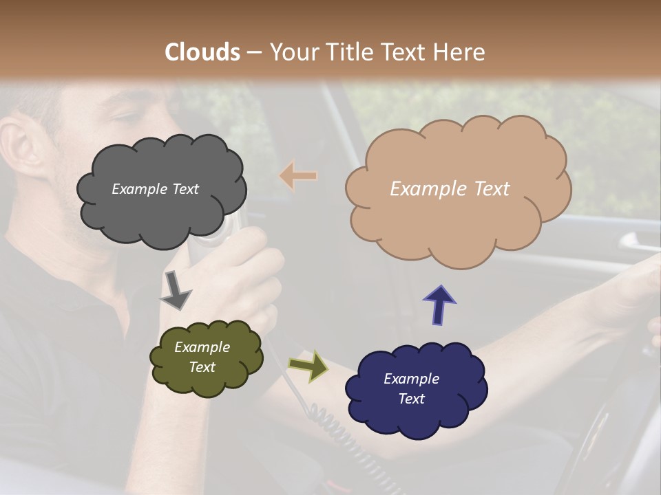 A Man Sitting In A Car Holding A Camera PowerPoint Template