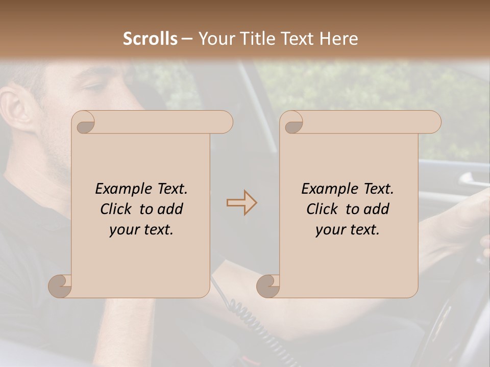 A Man Sitting In A Car Holding A Camera PowerPoint Template