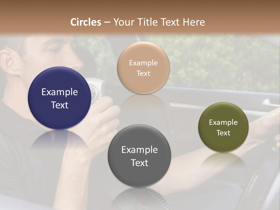 A Man Sitting In A Car Holding A Camera PowerPoint Template