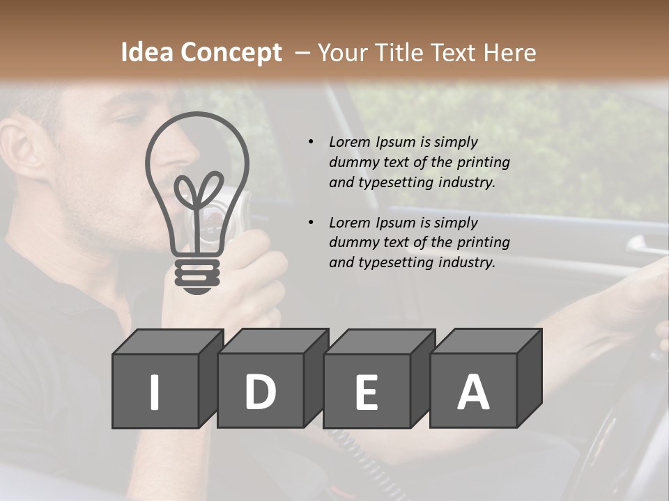 A Man Sitting In A Car Holding A Camera PowerPoint Template