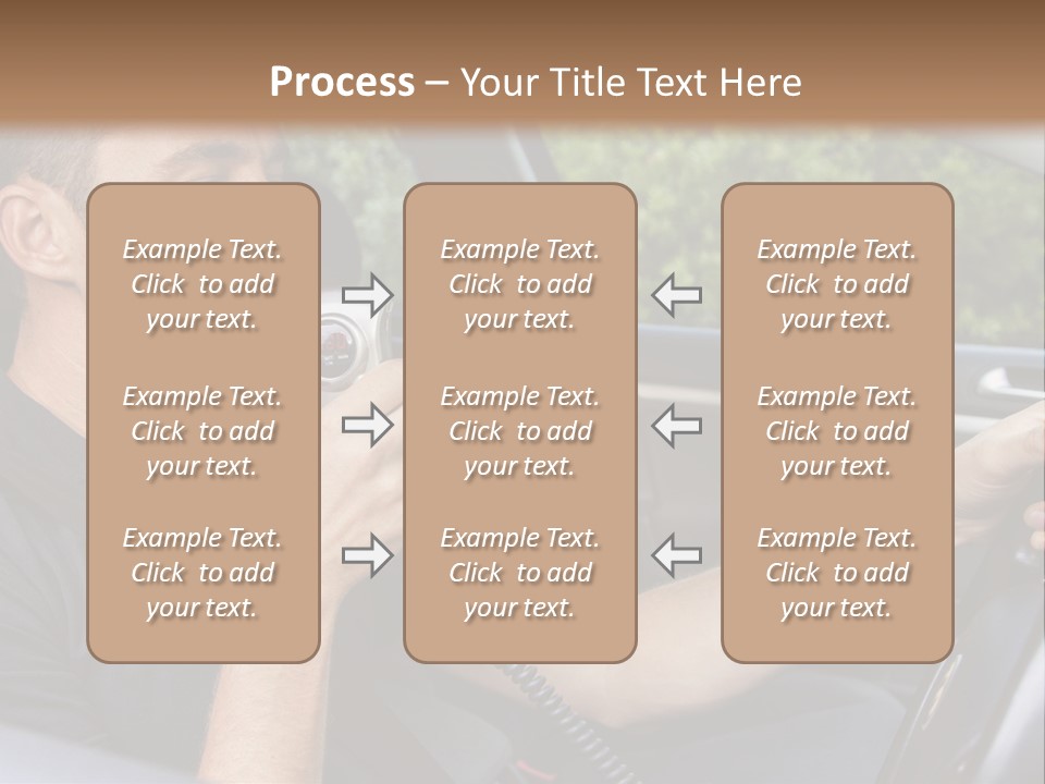 A Man Sitting In A Car Holding A Camera PowerPoint Template
