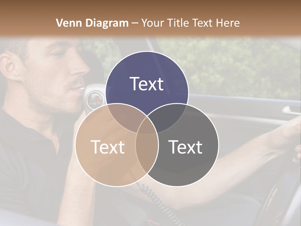 A Man Sitting In A Car Holding A Camera PowerPoint Template