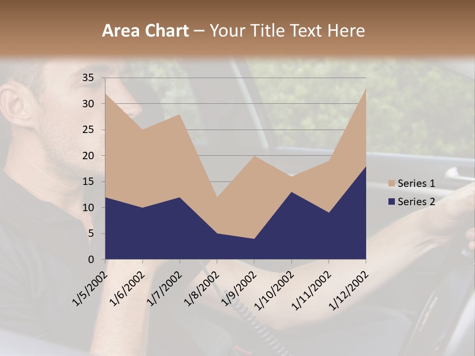 A Man Sitting In A Car Holding A Camera PowerPoint Template