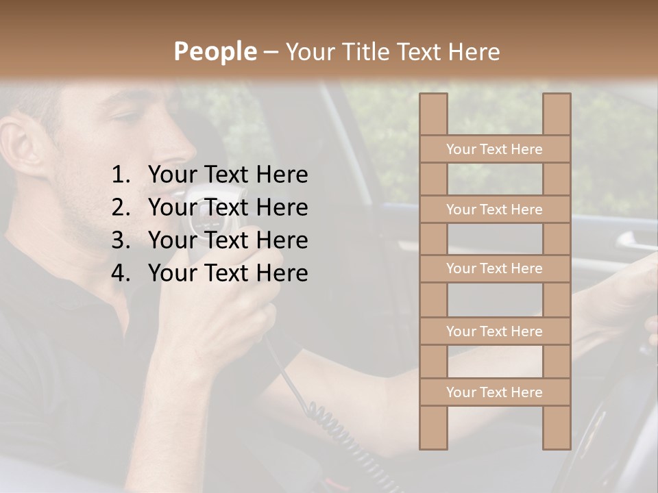 A Man Sitting In A Car Holding A Camera PowerPoint Template