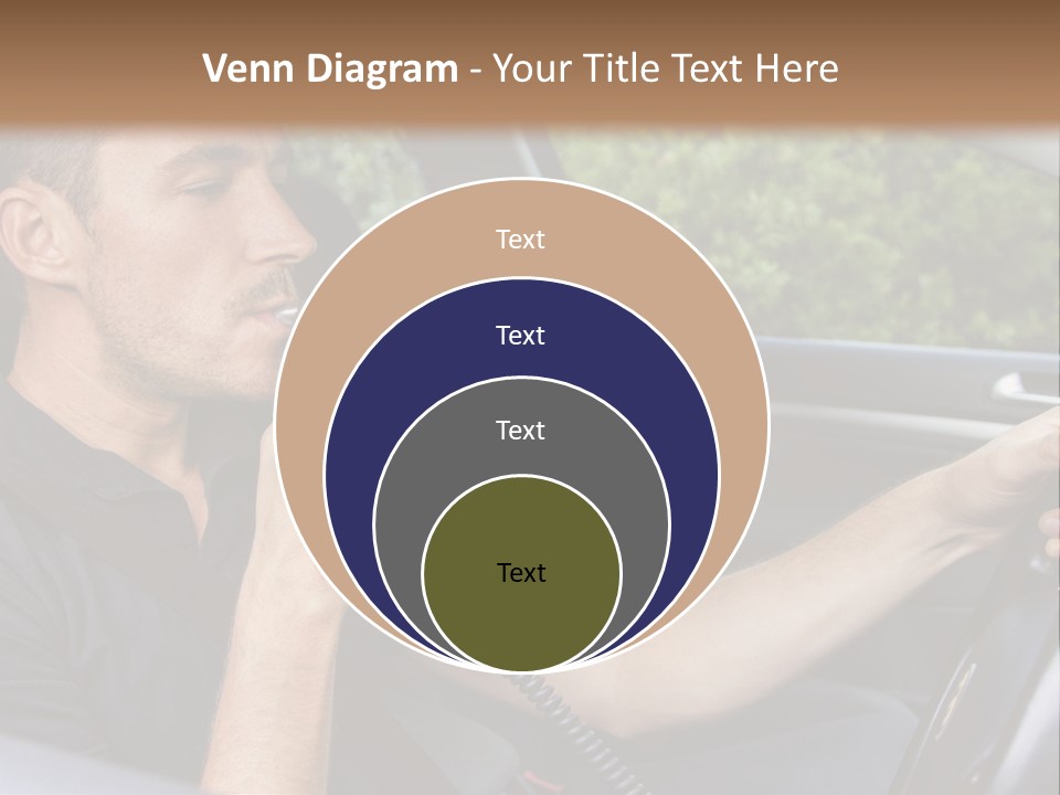 A Man Sitting In A Car Holding A Camera PowerPoint Template