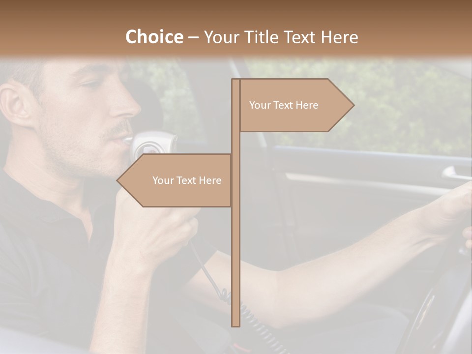 A Man Sitting In A Car Holding A Camera PowerPoint Template