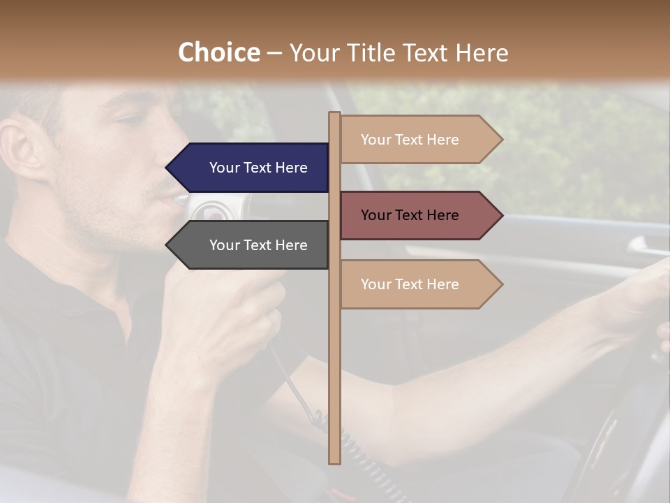 A Man Sitting In A Car Holding A Camera PowerPoint Template